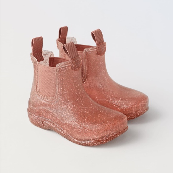 NWT Zara Size 9 toddler pink glitter rainboots - Picture 4 of 6